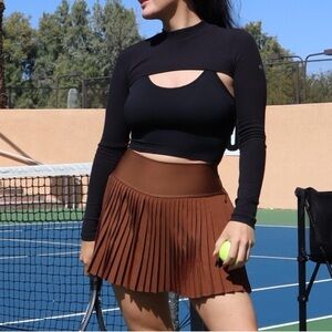 ALO Brown Pleated Mini Skort